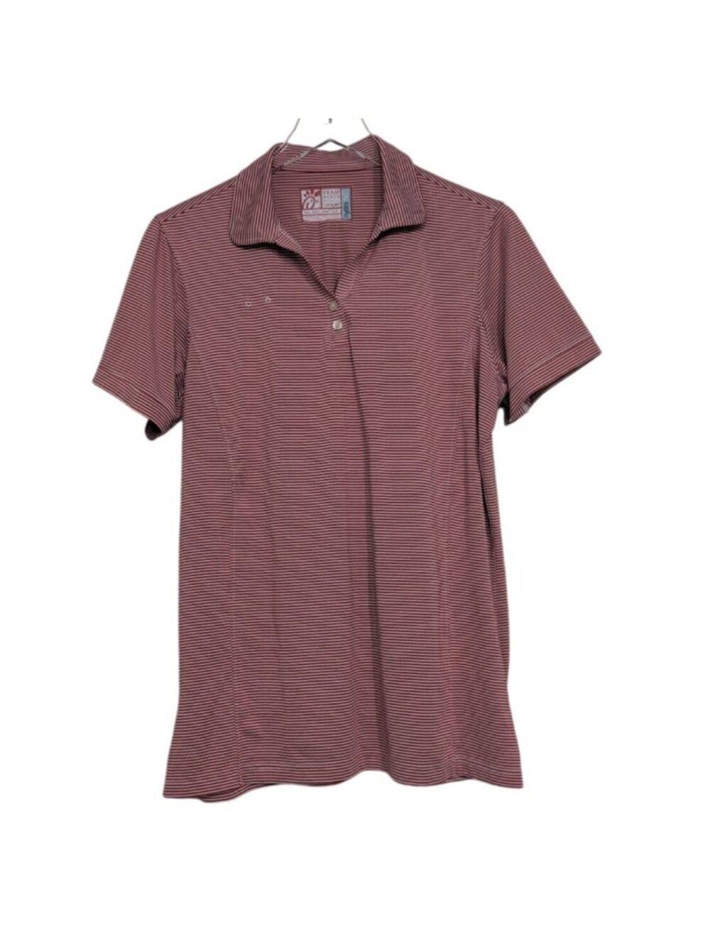 Chick Fil A Hydrochill Stripe Shirt Womens Size Large Red Stretch Employee Polo